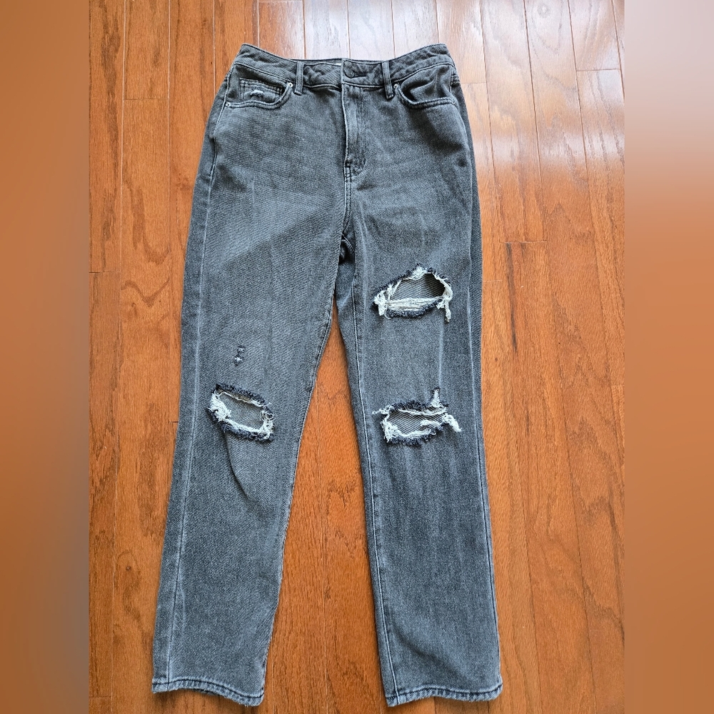 PacSun Distressed Black Straight Leg Mom Jeans
